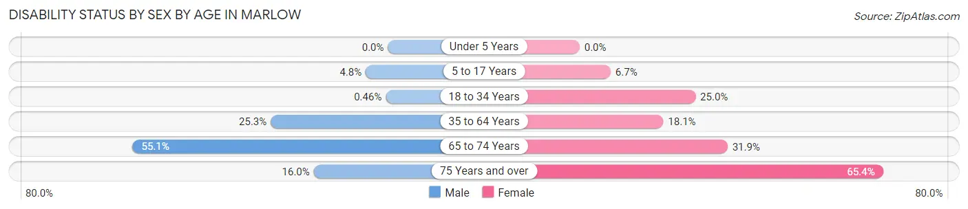 Disability Status by Sex by Age in Marlow