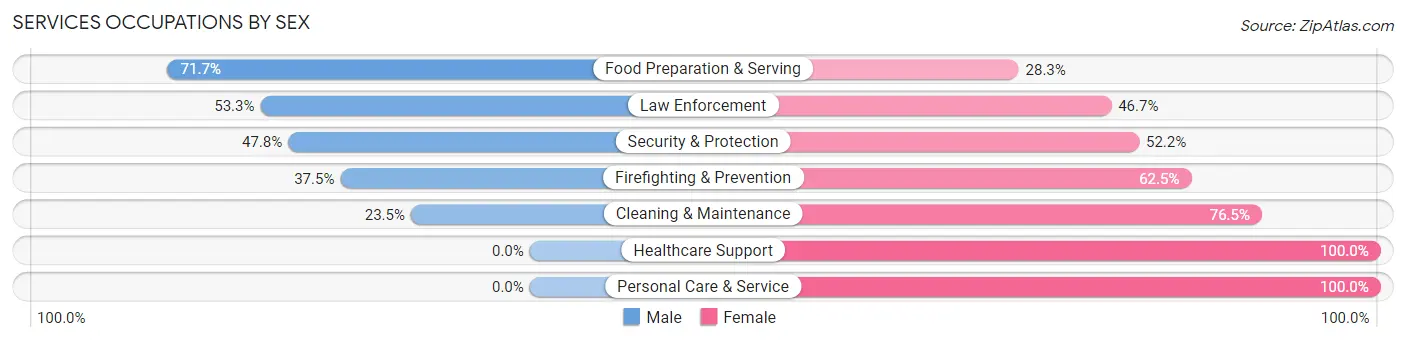 Services Occupations by Sex in Meeker