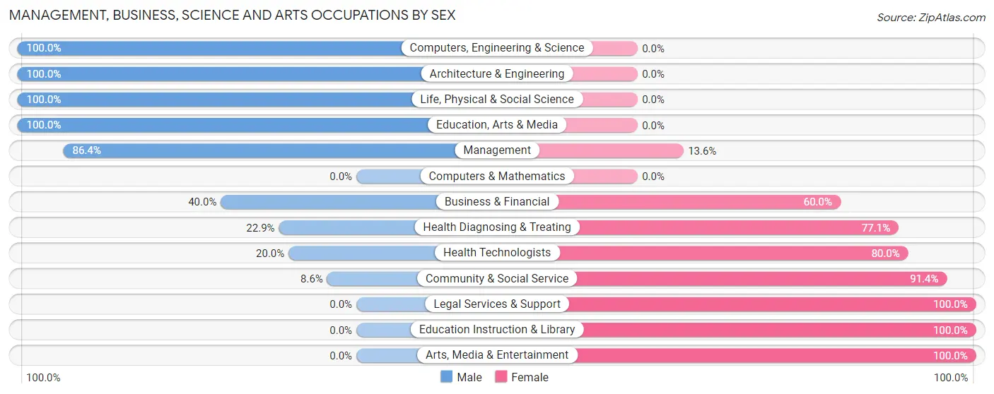 Management, Business, Science and Arts Occupations by Sex in Minco