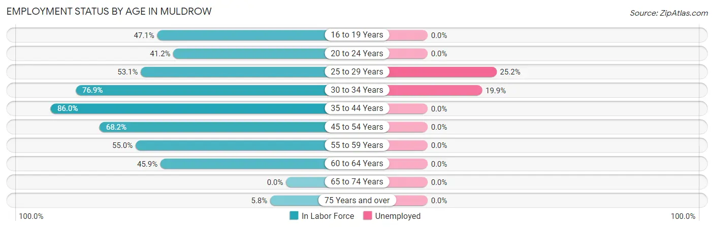 Employment Status by Age in Muldrow