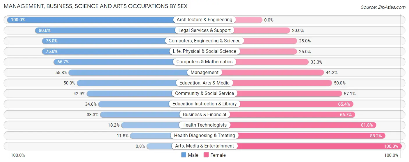 Management, Business, Science and Arts Occupations by Sex in Newkirk