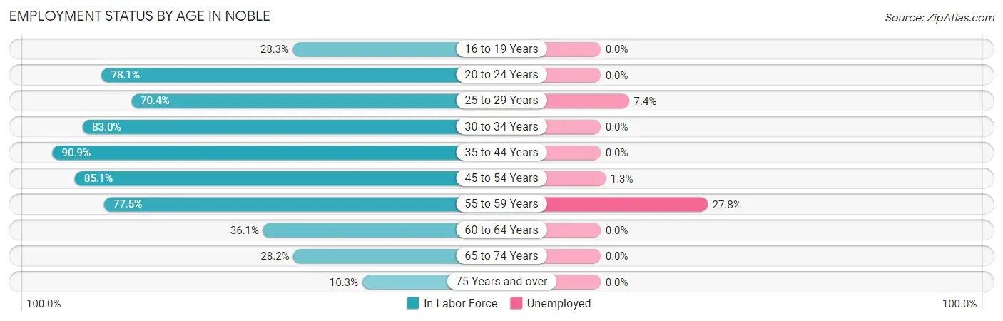 Employment Status by Age in Noble