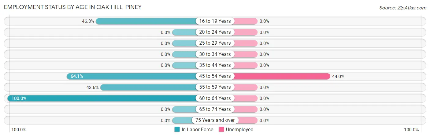 Employment Status by Age in Oak Hill-Piney