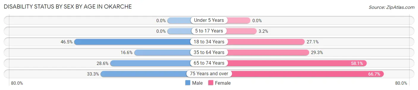 Disability Status by Sex by Age in Okarche