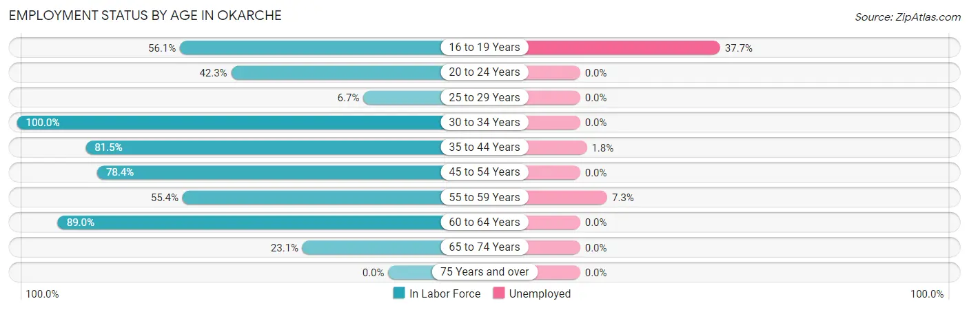 Employment Status by Age in Okarche