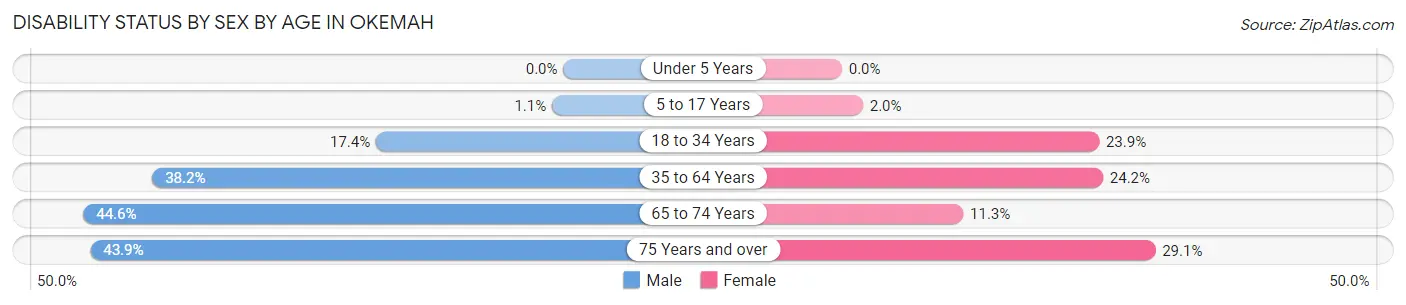Disability Status by Sex by Age in Okemah