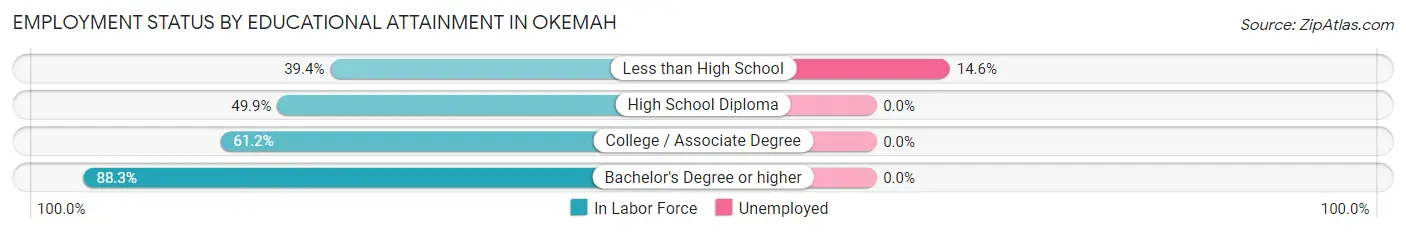 Employment Status by Educational Attainment in Okemah