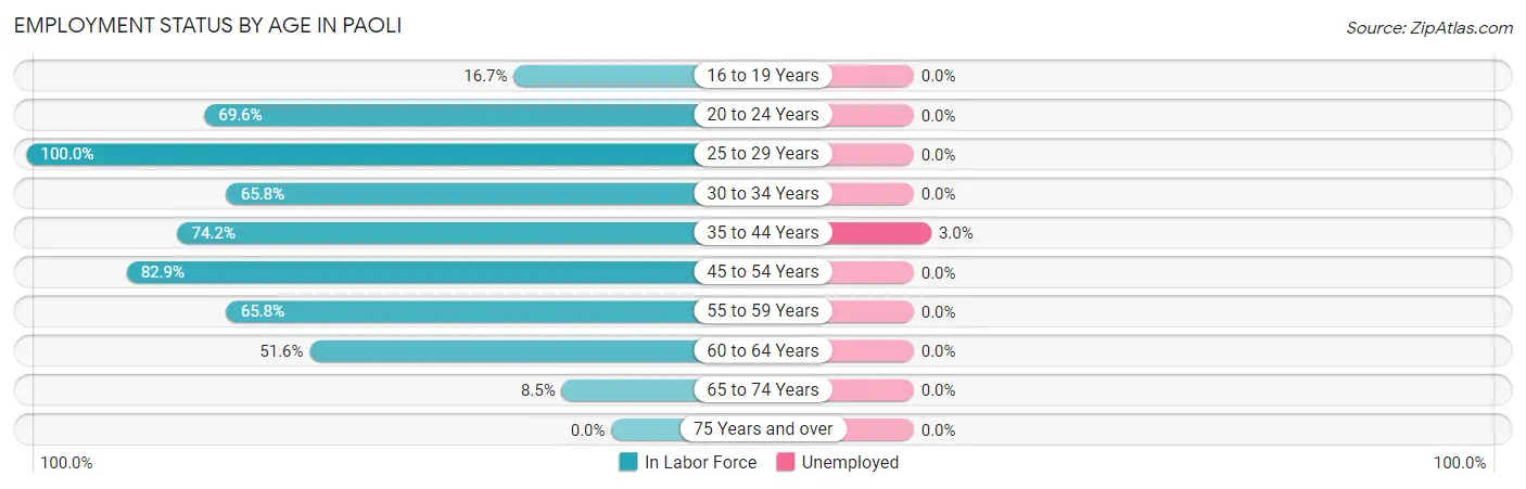 Employment Status by Age in Paoli