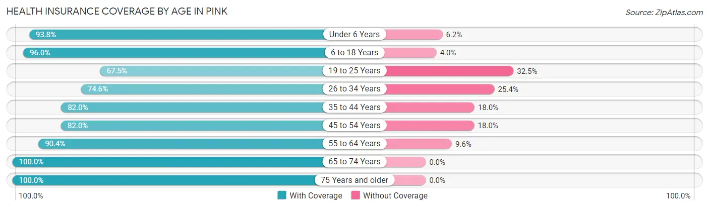 Health Insurance Coverage by Age in Pink