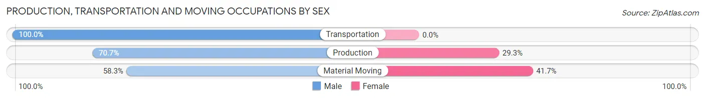 Production, Transportation and Moving Occupations by Sex in Pink