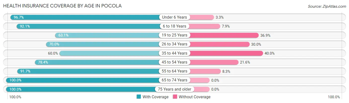 Health Insurance Coverage by Age in Pocola