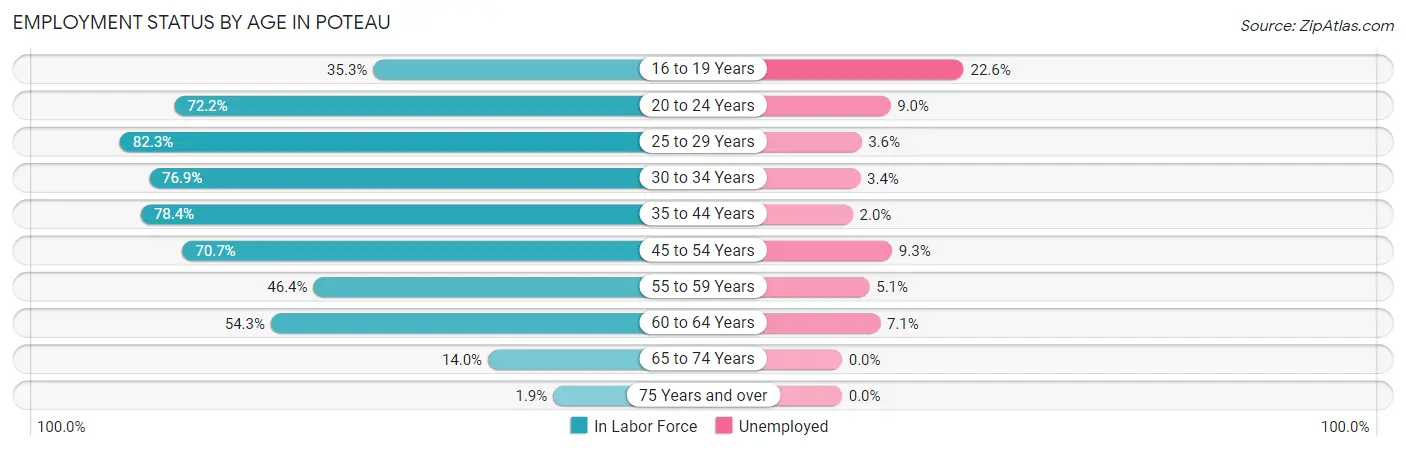 Employment Status by Age in Poteau
