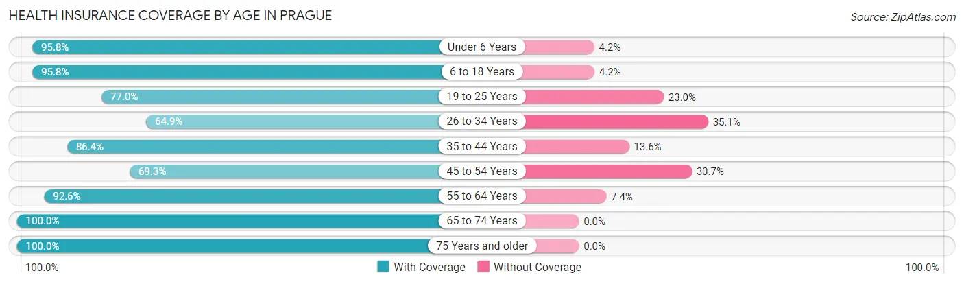 Health Insurance Coverage by Age in Prague