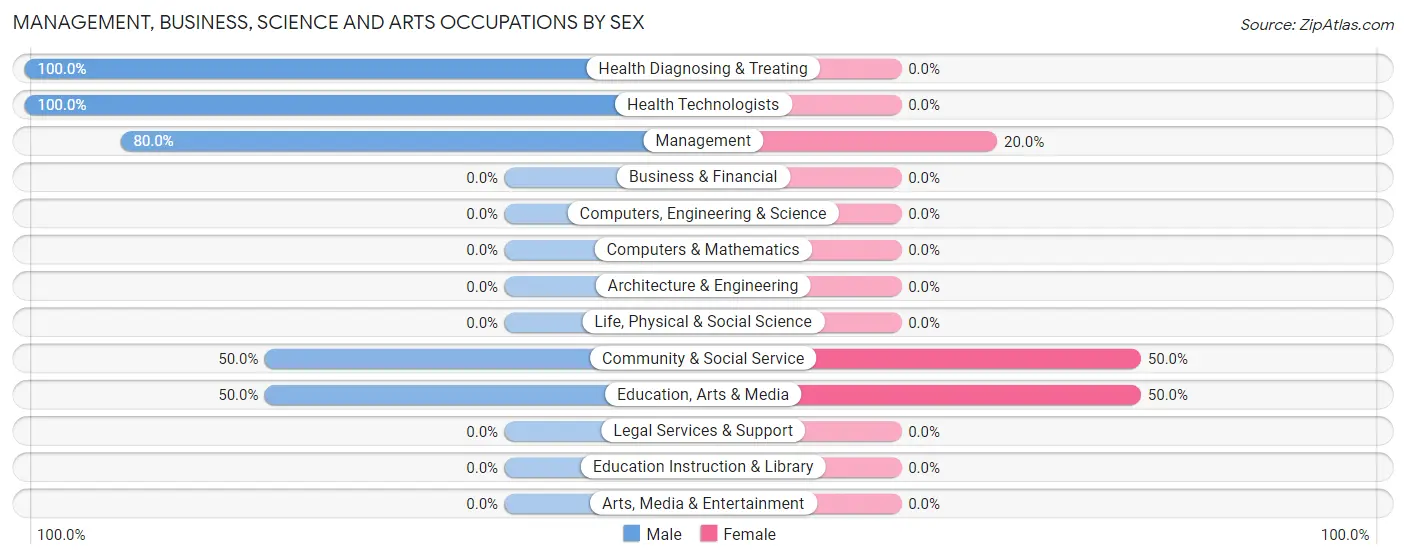 Management, Business, Science and Arts Occupations by Sex in Ravia
