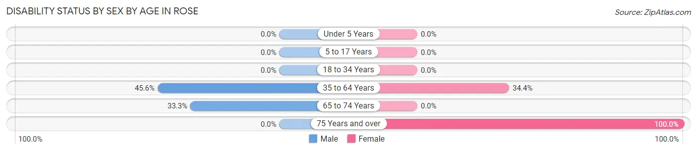 Disability Status by Sex by Age in Rose