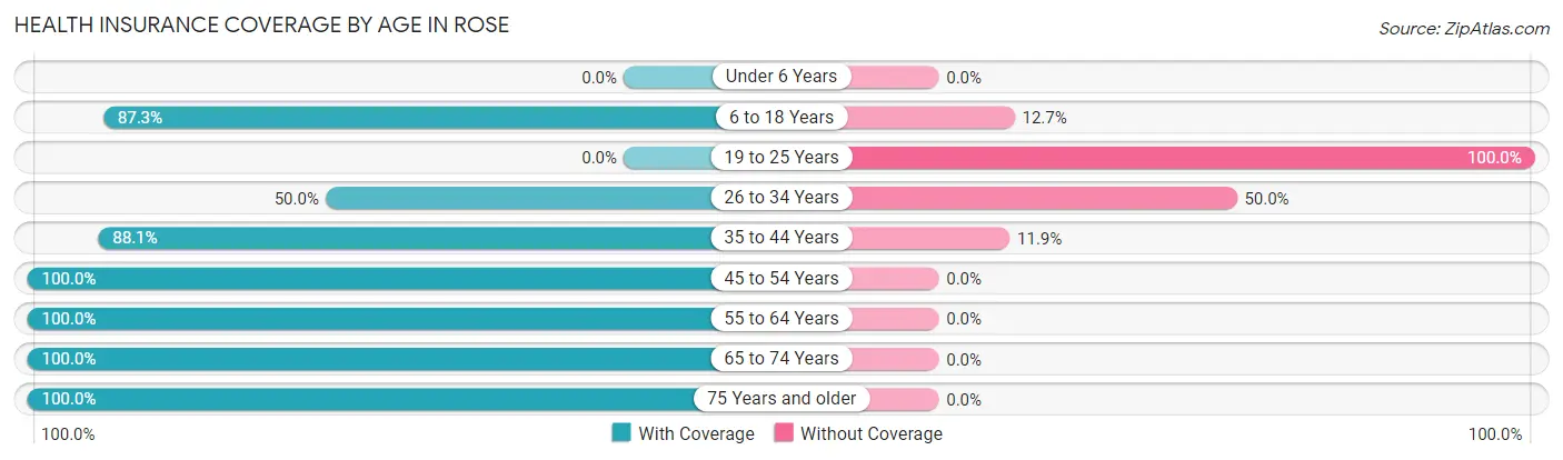 Health Insurance Coverage by Age in Rose