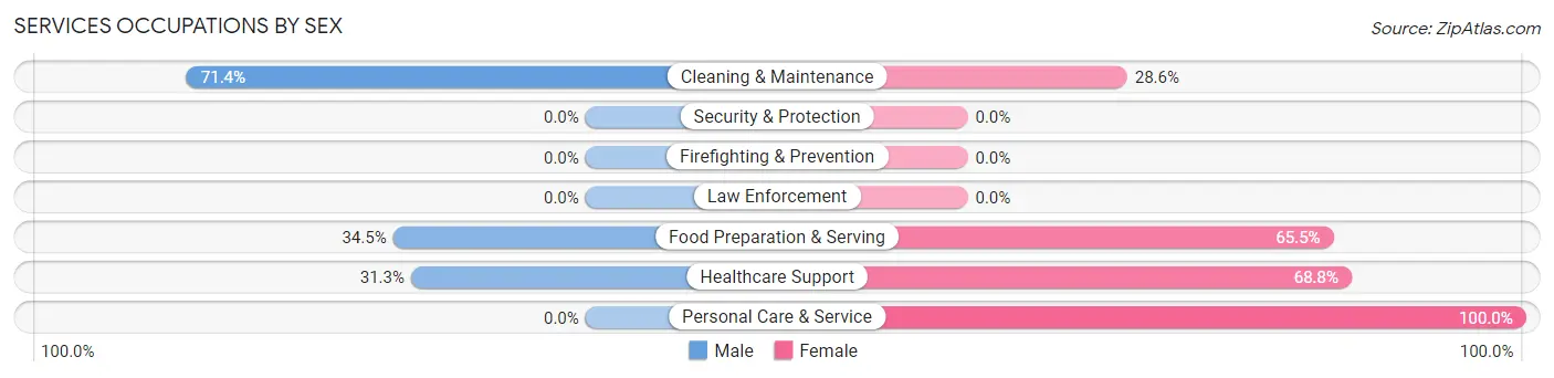 Services Occupations by Sex in Rush Springs