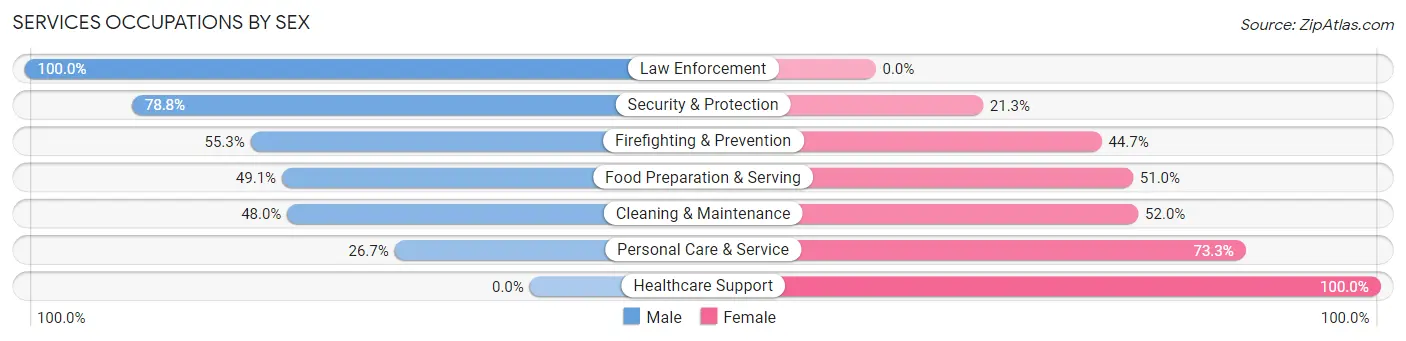 Services Occupations by Sex in Seminole