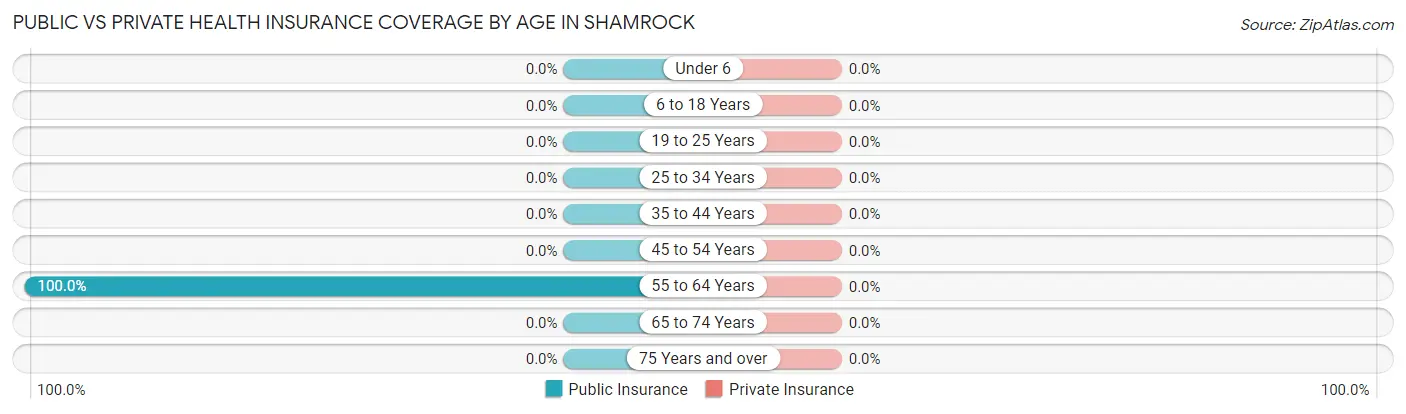 Public vs Private Health Insurance Coverage by Age in Shamrock
