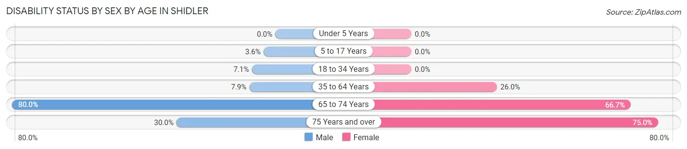Disability Status by Sex by Age in Shidler