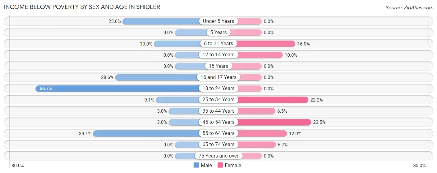 Income Below Poverty by Sex and Age in Shidler