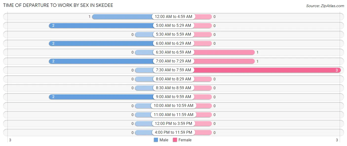 Time of Departure to Work by Sex in Skedee