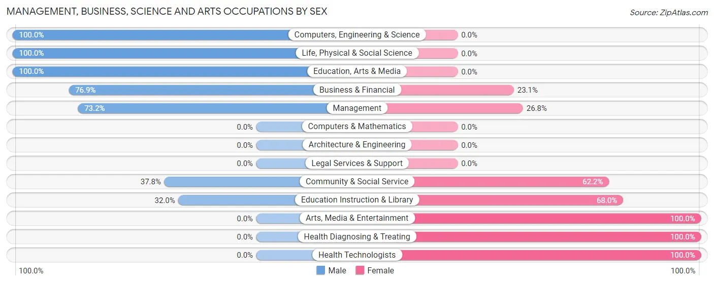 Management, Business, Science and Arts Occupations by Sex in Snyder