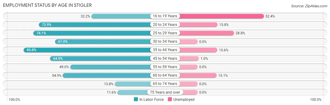 Employment Status by Age in Stigler