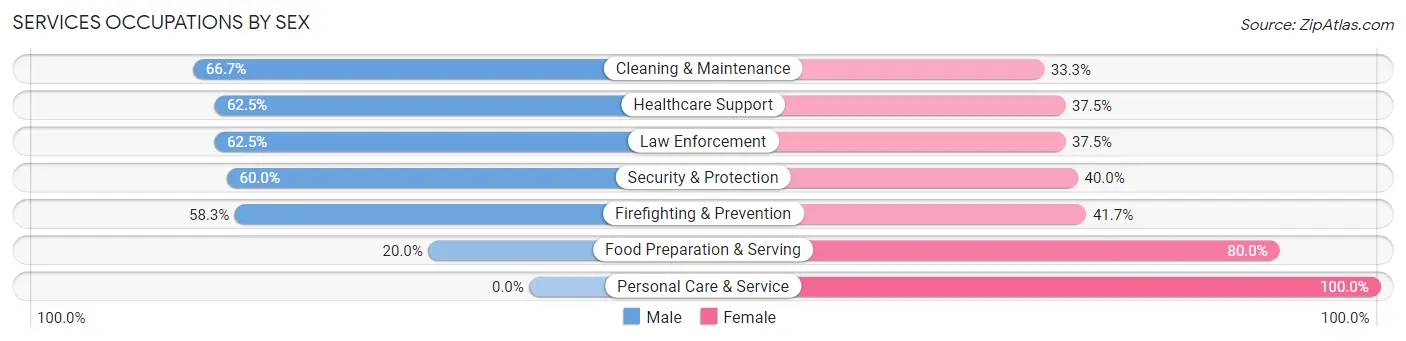Services Occupations by Sex in Stringtown