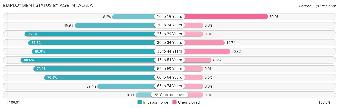 Employment Status by Age in Talala