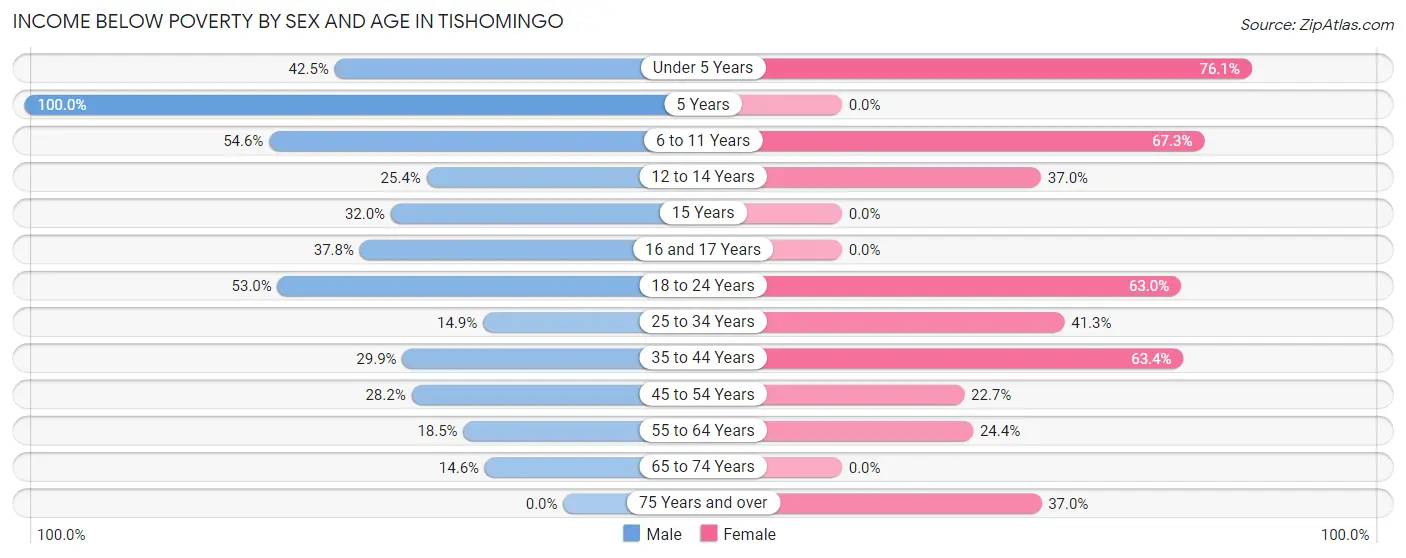 Income Below Poverty by Sex and Age in Tishomingo