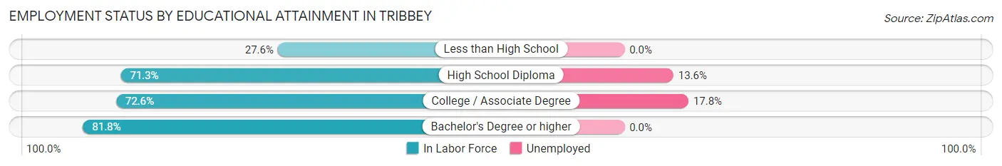 Employment Status by Educational Attainment in Tribbey