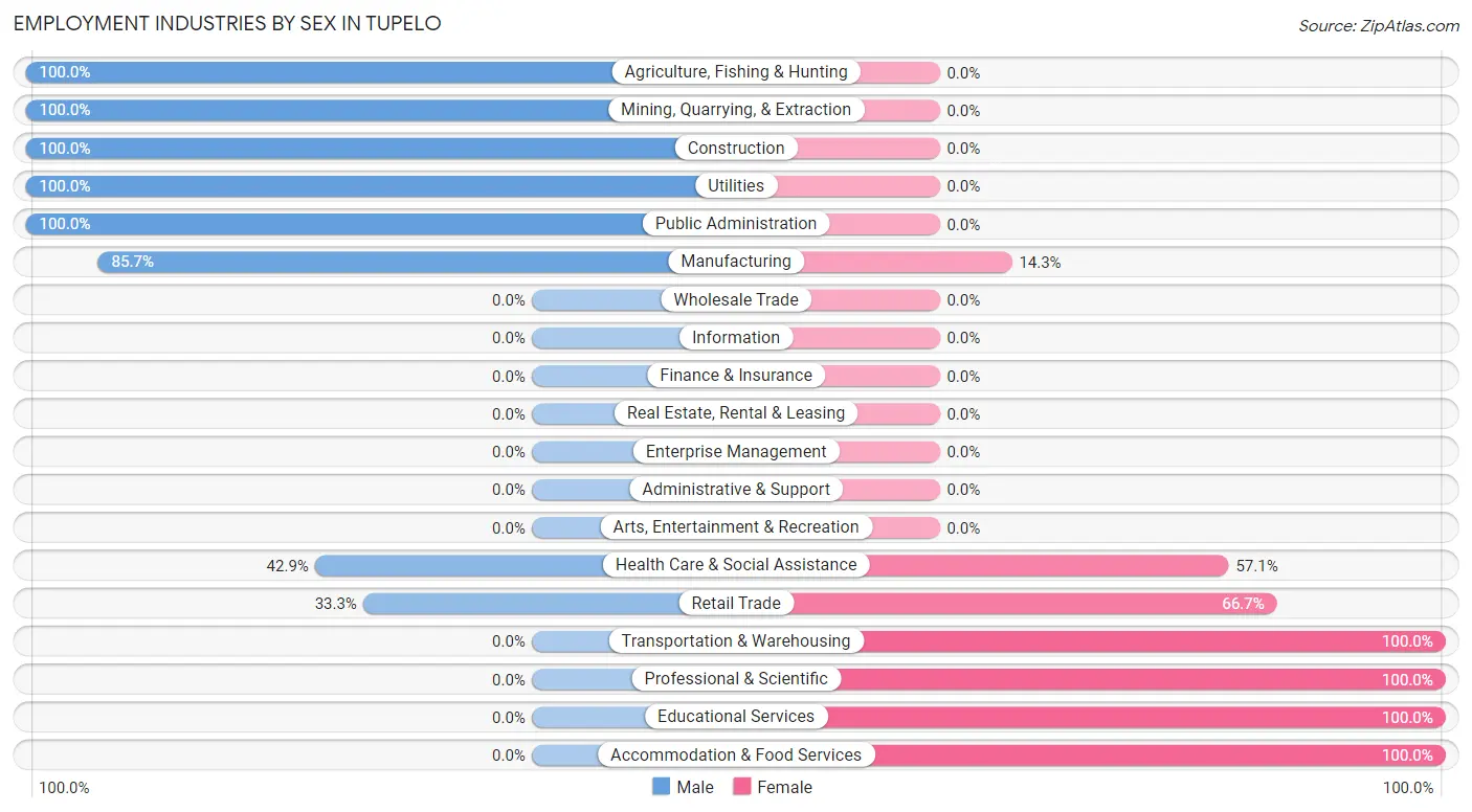 Employment Industries by Sex in Tupelo