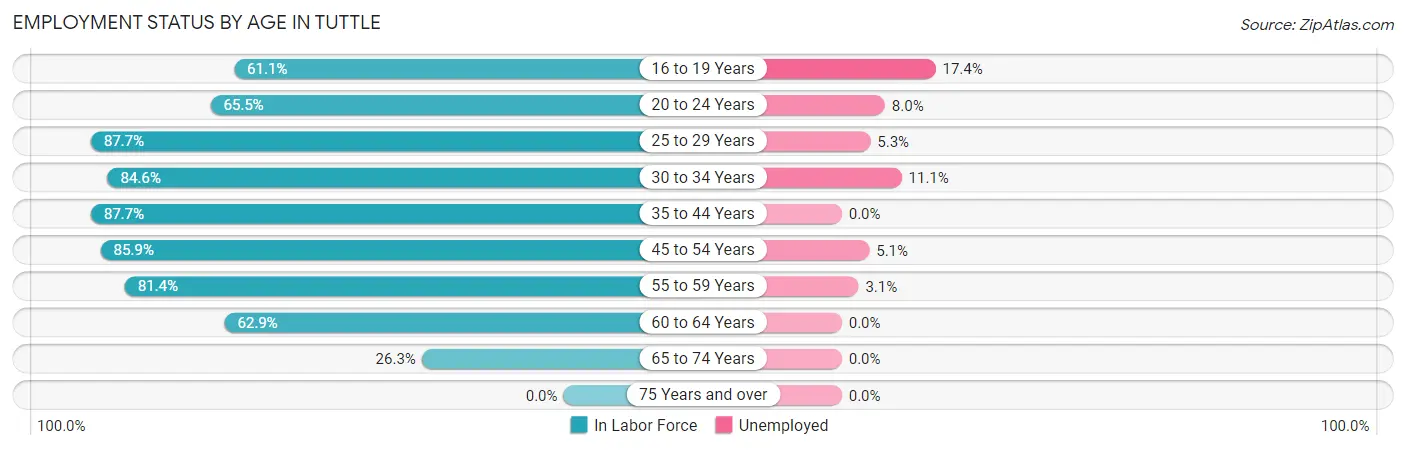 Employment Status by Age in Tuttle