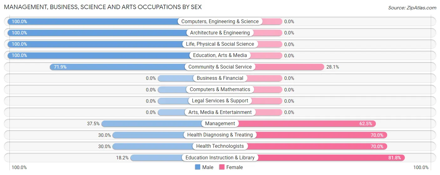 Management, Business, Science and Arts Occupations by Sex in Vici
