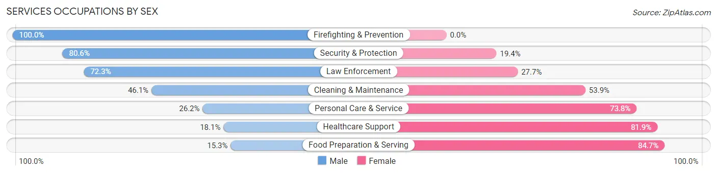 Services Occupations by Sex in Vinita