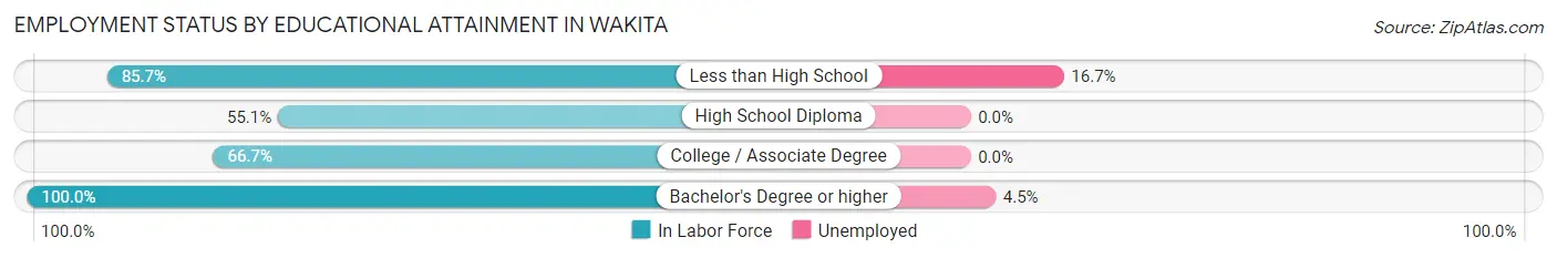Employment Status by Educational Attainment in Wakita