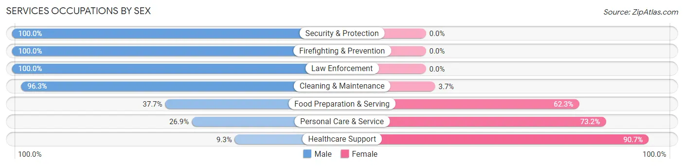 Services Occupations by Sex in Weatherford
