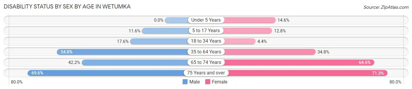 Disability Status by Sex by Age in Wetumka