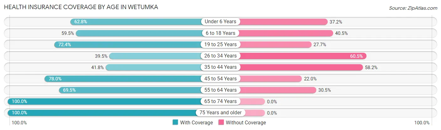 Health Insurance Coverage by Age in Wetumka