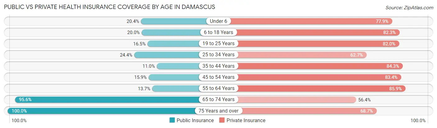 Public vs Private Health Insurance Coverage by Age in Damascus