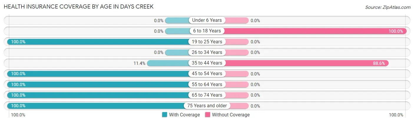 Health Insurance Coverage by Age in Days Creek
