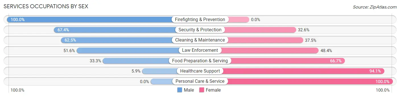 Services Occupations by Sex in Dayton