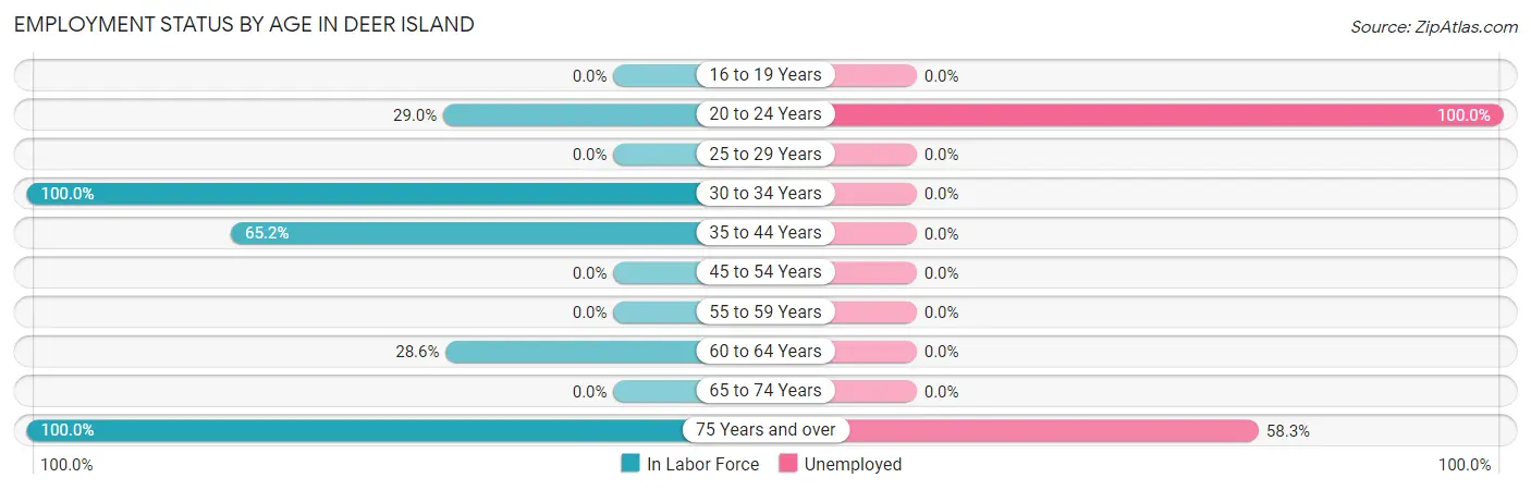 Employment Status by Age in Deer Island