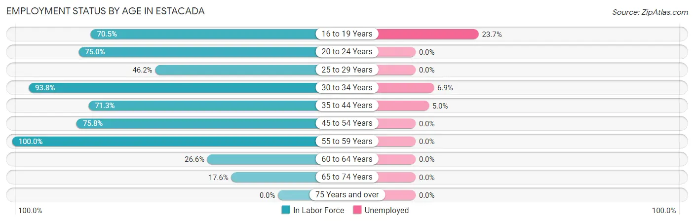 Employment Status by Age in Estacada