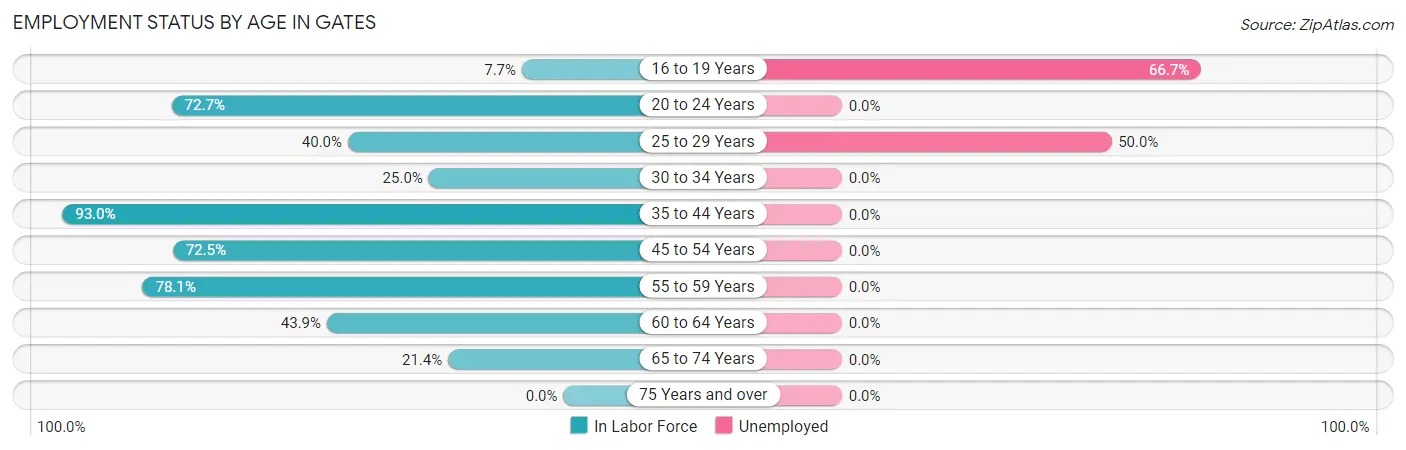 Employment Status by Age in Gates