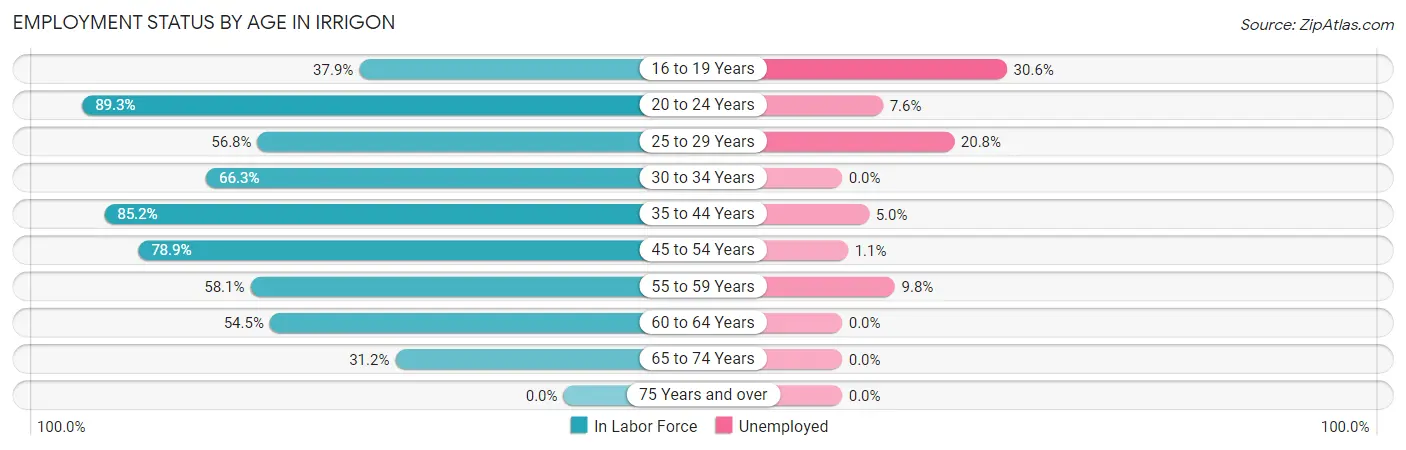 Employment Status by Age in Irrigon