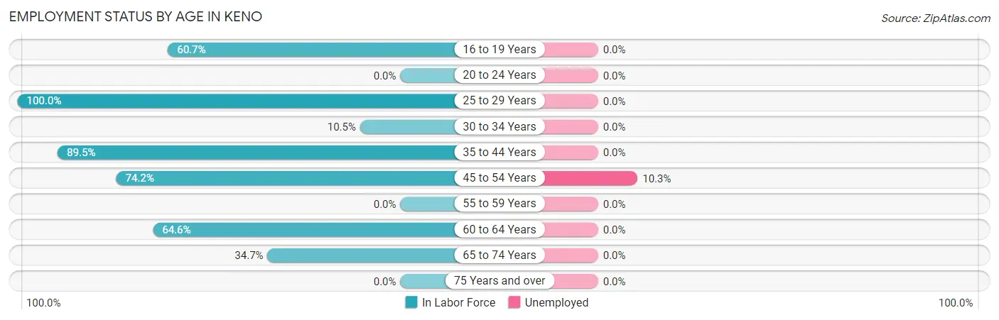 Employment Status by Age in Keno