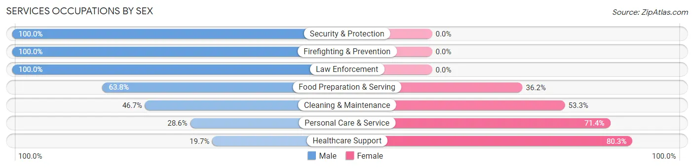 Services Occupations by Sex in Lincoln City