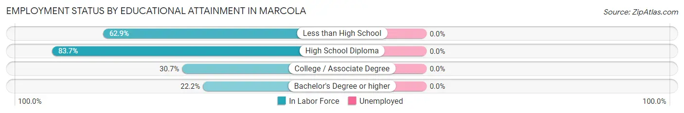 Employment Status by Educational Attainment in Marcola